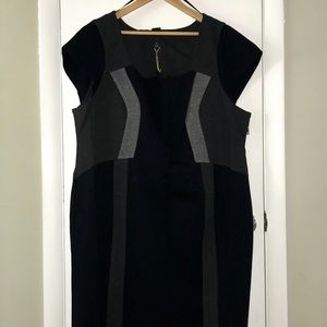 Plus size LBD with shades of gray details.